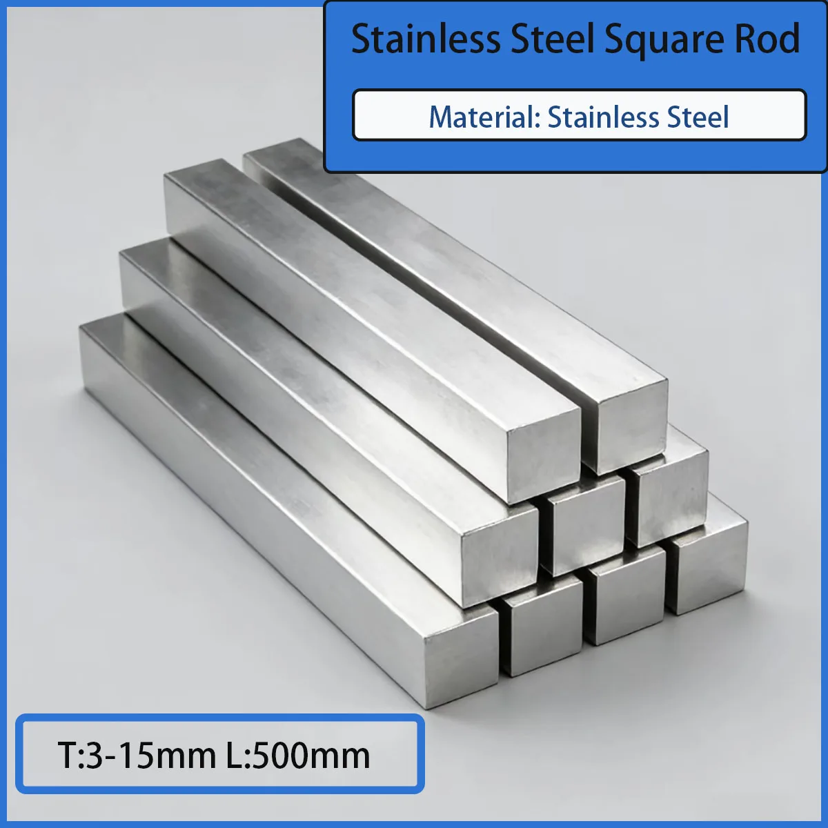 304 stainless steel square rod 3-15mm thick 500mm long for machinery/construction/hardware