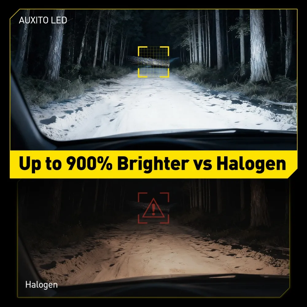 AUXITO 2Pcs 50W 12000LM LED Lights H4 Hi/Lo Beam 6500K Headlight Bulb Mini Size Design Wireless For Car Lamp CSP 7035 Chip White