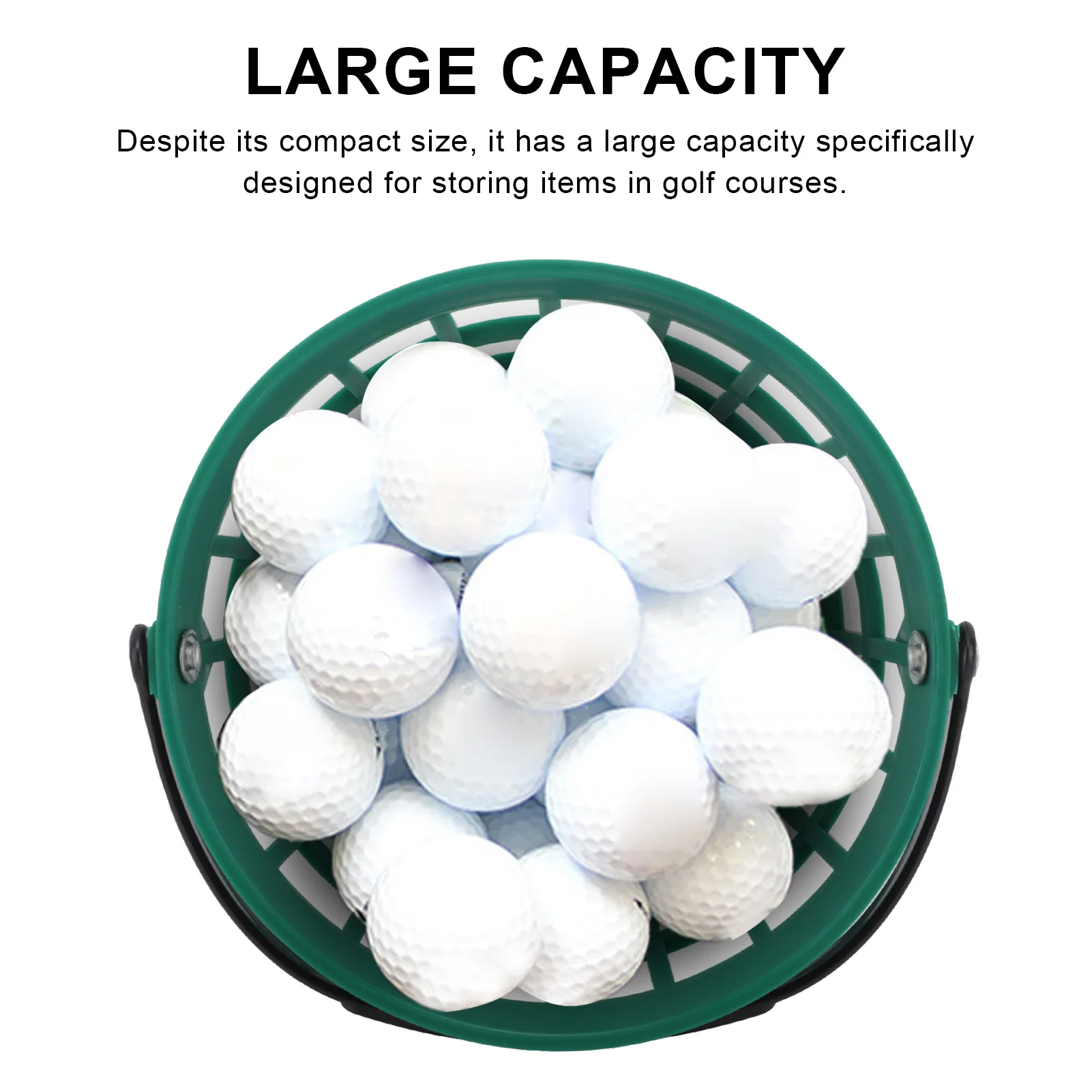 Golf Ball Basket Golfball Container with Handle Nylon Plastic Golf Ball Bucket Green