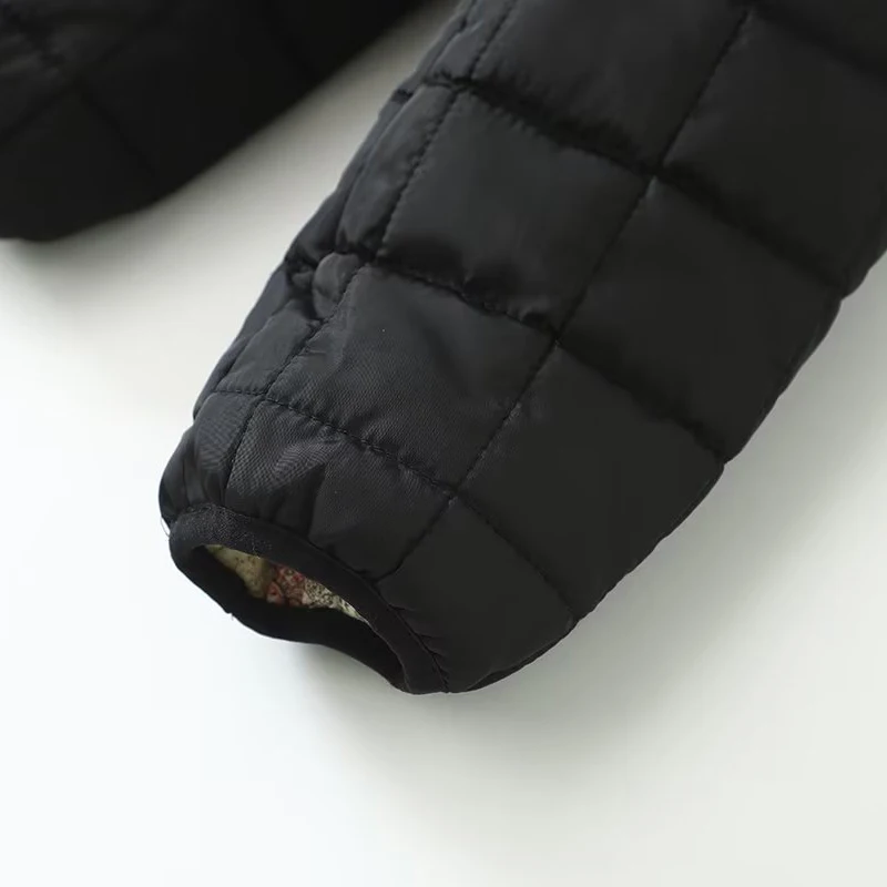 2023 neue Winter Geometrie Plaid Jacken Frauen Samt Parkas Mode warme dicke Baumwolle gepolsterte Mantel Büro Dame Puffer Oberbekleidung