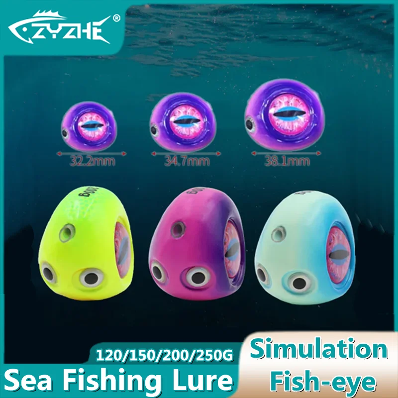 ZYZ Sea Fishing Lure Simulation Fish-eye 120/150/200G Rapid Sinking JIG Artificial Hard Bait Ocean Boat Fishing Bigeye Leadfish