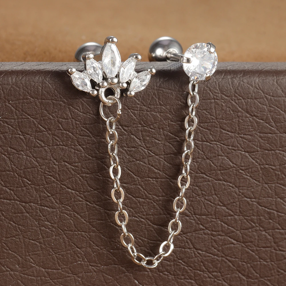 Women's 18K Gold Plated Zircon Crown Stud Earrings