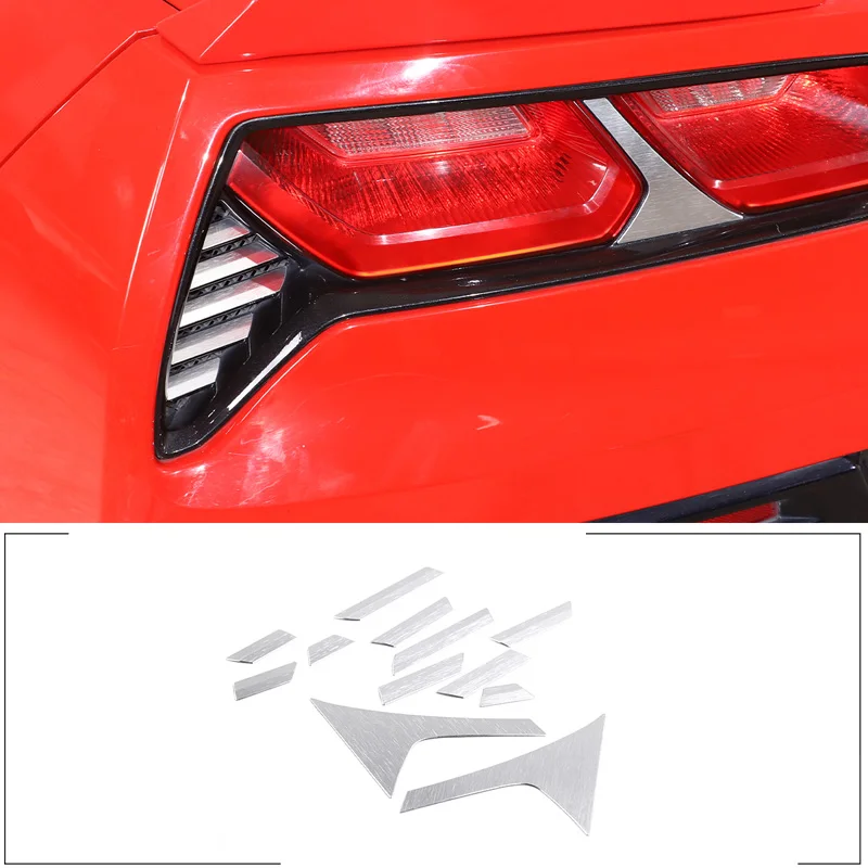

Для Chevrolet Corvette C7 2014-2019 алюминиевый сплав Серебряный Автомобильный задний фонарь капот блестки отделка стикер автомобильные аксессуары
