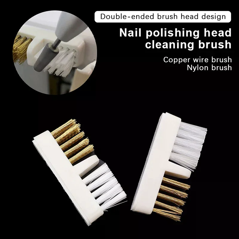 Manicure Cutter Nail Drill Bit Cleaning Brush Copper Wire Remove Dust Clean Soft Hard Drill Grinding Head Cleaner Tools 1pcs