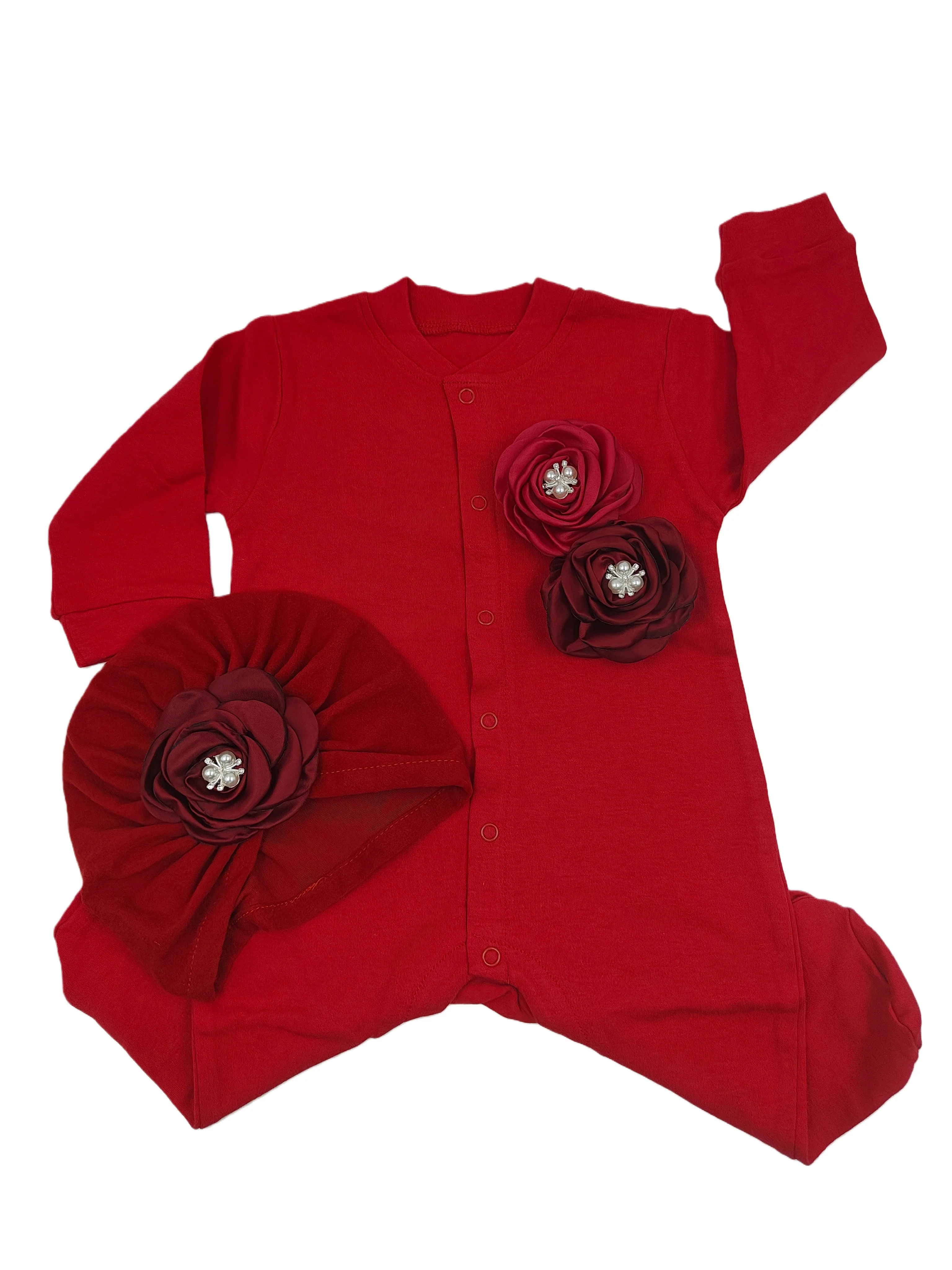 

Dollbling Red Rose 2-Piece Set For 0-3-Month Baby, Customizable Name Bodysuit Pajamas Layette for Photo Show Holiday Gift