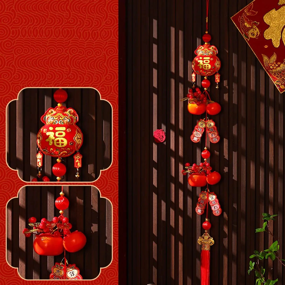 

New 2026 New Year Pendant Year of the Horse Red Lucky Flower Pendant Entrance Door Decor for Living Room