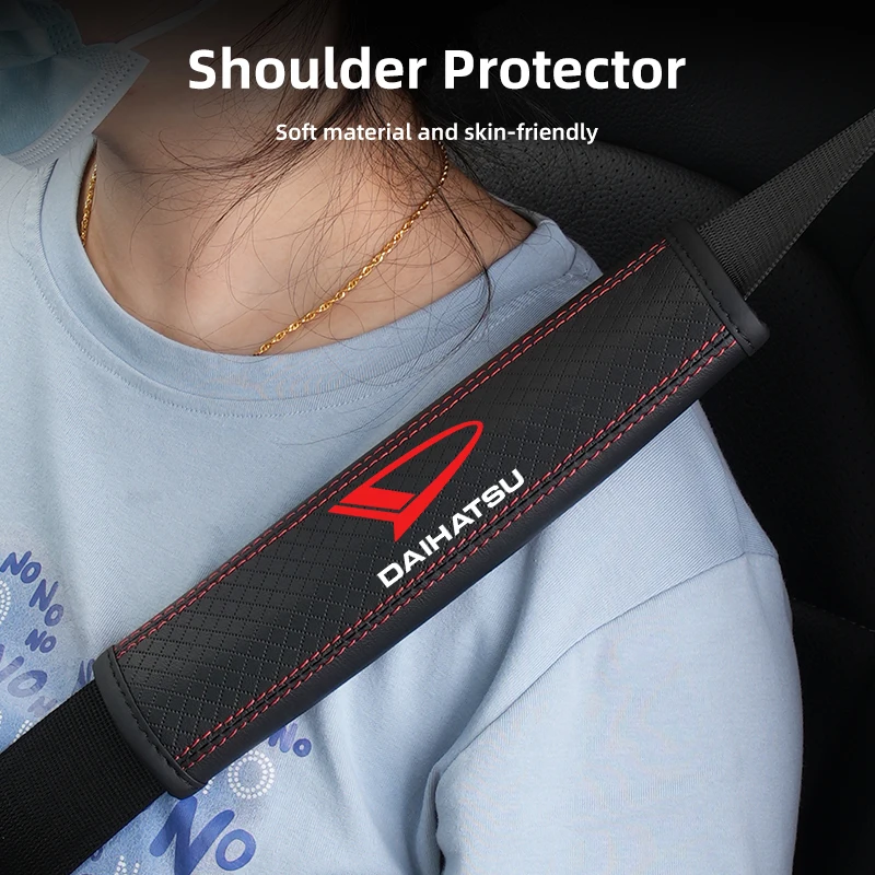 PU Leather Embossed Car Seat Belt Shoulder Cover Decompression Comfort Car Accessories For Daihatsu Terios Sirion Mira Materia