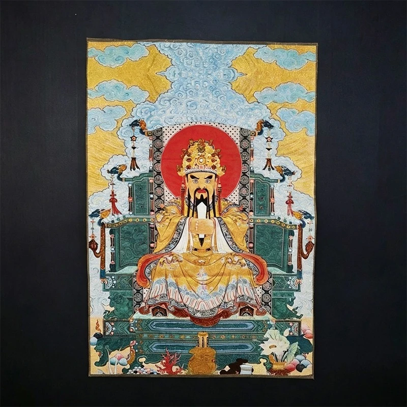 Tibet Tibetan Cloth Silk Traditional chinese god of wealth Thangka Tangka Embroidery Painting Embroidery Hanging Pictures