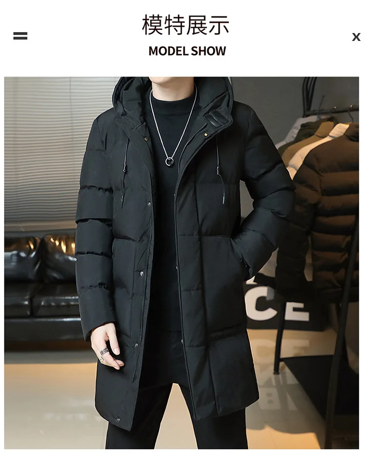 Autumn Winter Mid-Long Fleece Padded Jacket Men's Windproof Warm Coat