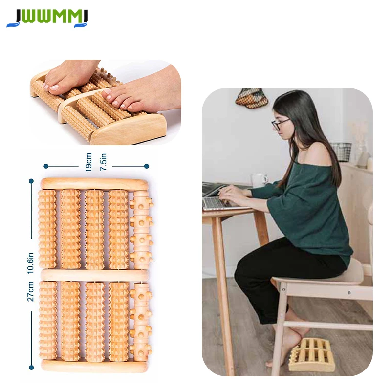 

1Pcs Wooden Six Row Large Roller Foot Massager with Engraved Characters for Hand Massage and Home Foot Massage Foot Therapy