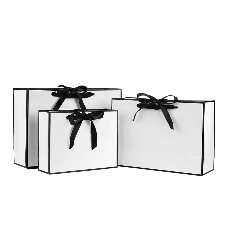Bolsa de regalo en blanco personalizable con diseño de pajarita, bolsa de almacenamiento de ropa con logotipo impreso para venta al por menor y eventos, 1 Uds.