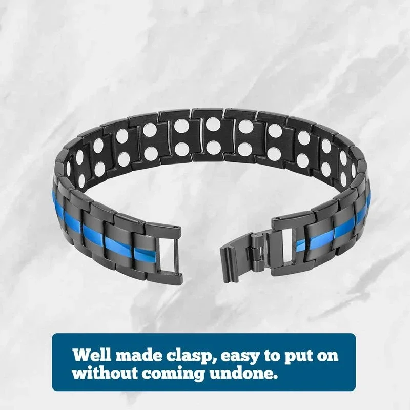 HealthCare Titanium Steel Double Row Magnetic Bangle Anti-Fatigue Therapy Bracelets for Men Arthritis Pain Relief Energy Jewelry