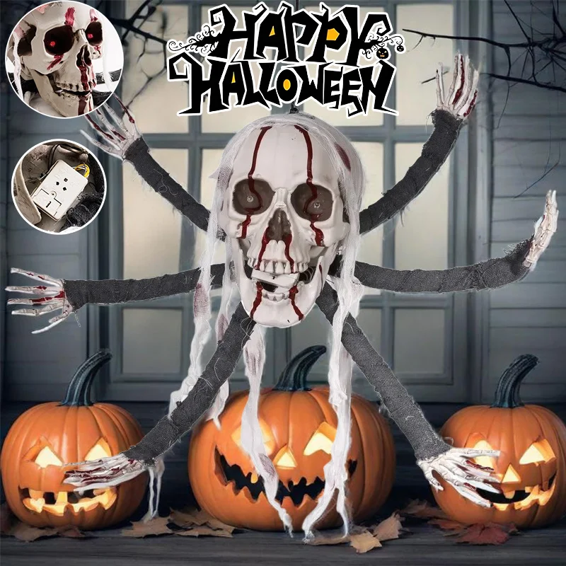 

Six Claws Skeleton Halloween Haunted House Escape Room Bar Venue Decoration Skeleton Sensor Voice-activated Lighting Ghosts