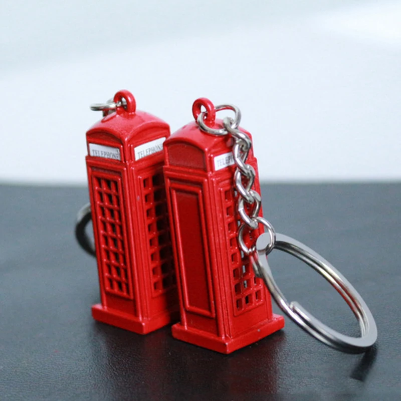 Vintage Telephone Booth British Miniature London Car Key Ring Keychains Diecast Keychain Gift For Women Girls