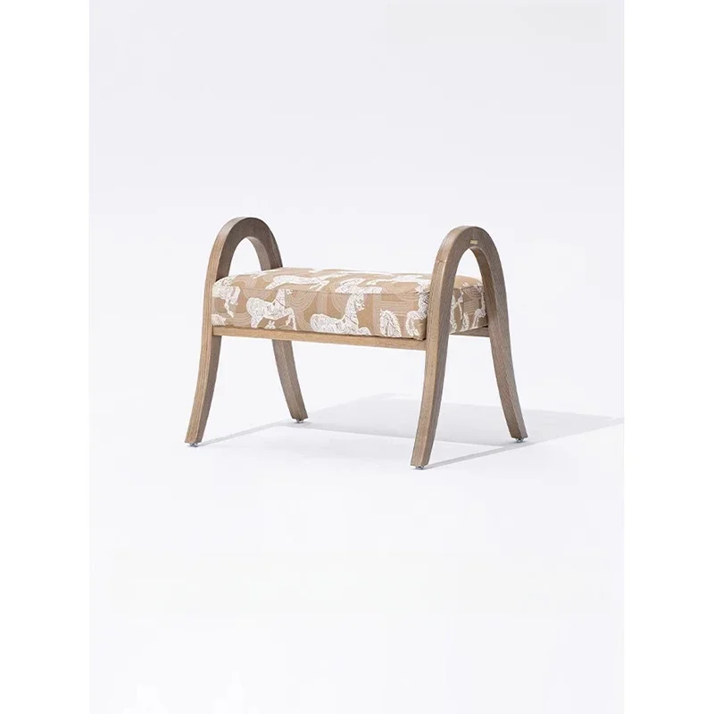 Embroidery shoe changing stool, multi-use solid wood bed tail plus study pedal