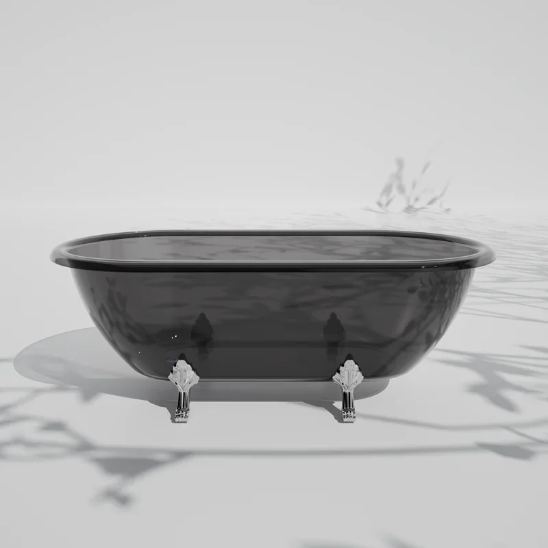 

Hotel B & B photography crystal tank independent tiger feet outdoor movable transparent adult bathtub