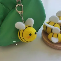 5CM Kawaii Honeybee Wool Felt Key Ring Plush Animals Keychain Wool Felt Doll Keychains Bag Pendant For Girls Women Miniature Bee