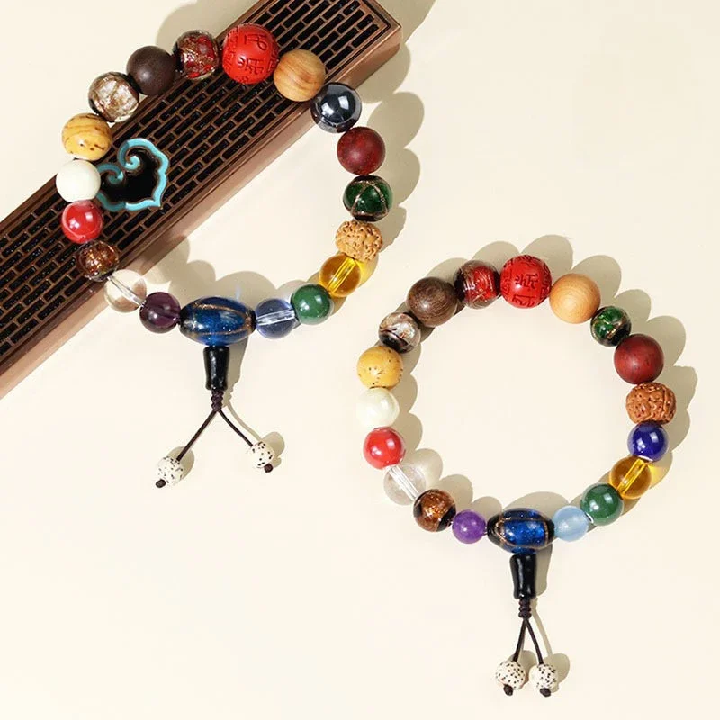 Incense Grey Glass Eighteen Seed Bracelet Men and Women Couple Bracelet Holding Multi Treasure Buddha Beads Protection Jewelry