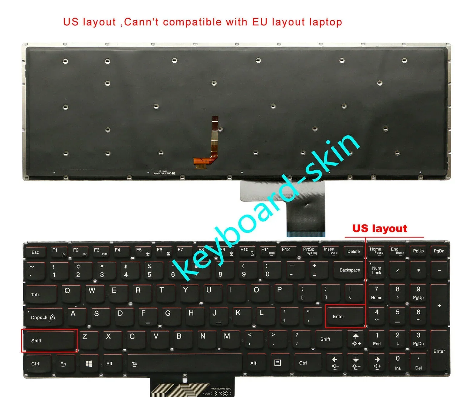 New US backlit Keyboard for Lenovo Erazer Y50,Y50-70,Y50-70A,Y50p-70,Y70,Y70-70,Y70-70T laptop