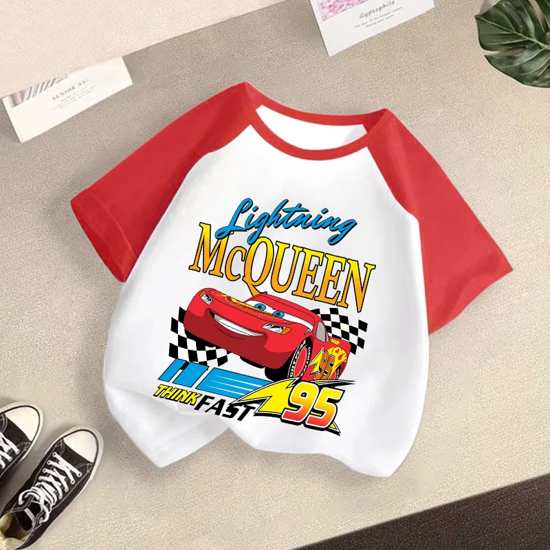 

Lightning McQueen T-Shirt Cute Cartoon Anime Print Clothes Summer Fashion Casual Sport Tee Breathable Soft Cotton Boys Tops Gift