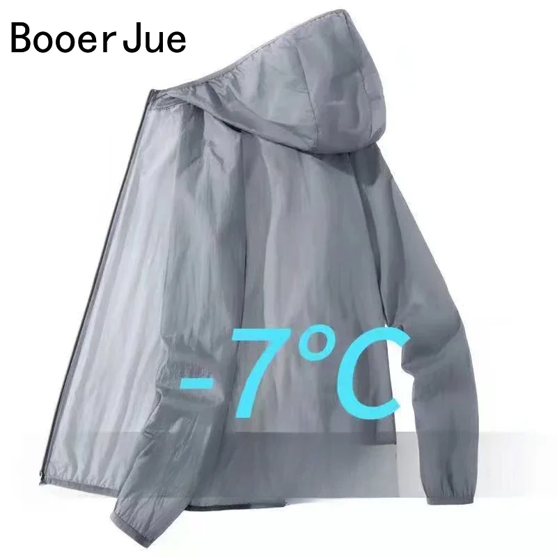 Men Summer Thin Sun Protection Jacket Outdoor Hiking Sports Running Zipper Hooded Loose Casual UV-proof Breathable Cycling Coats