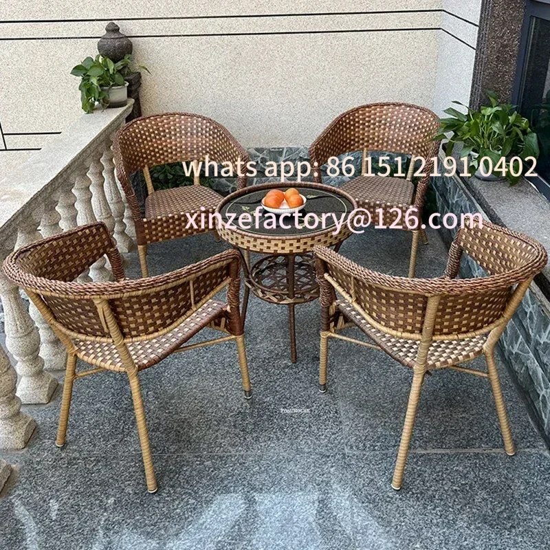 

Customizable Furniture Sets Balcony Tea Table and Chair PE Rattan Chair Three-piece Set Courtyard Leisure Outdoor