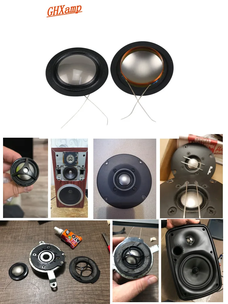 Ghxamp 25.4 مللي متر ملف صوتي مستورد معدن التيتانيوم مركب الحرير الحجاب الحاجز 25 الأساسية مكبر الصوت المتكلم إصلاح 8OHM ل Hivi المتكلم
