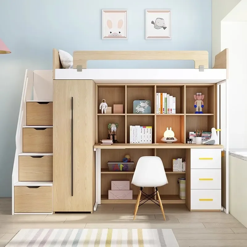 for Small Apartment Bed Desk Children Multi-functional Combination Wardrobe Half-height Bed Study Table Integrated