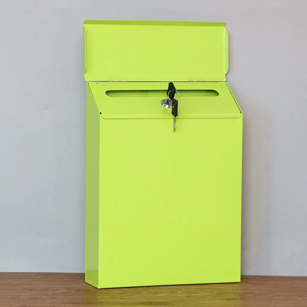 New Iron Mailbox Lockable Suspensable Letter Storage Box Cuboid Solid Newspaper Box Office