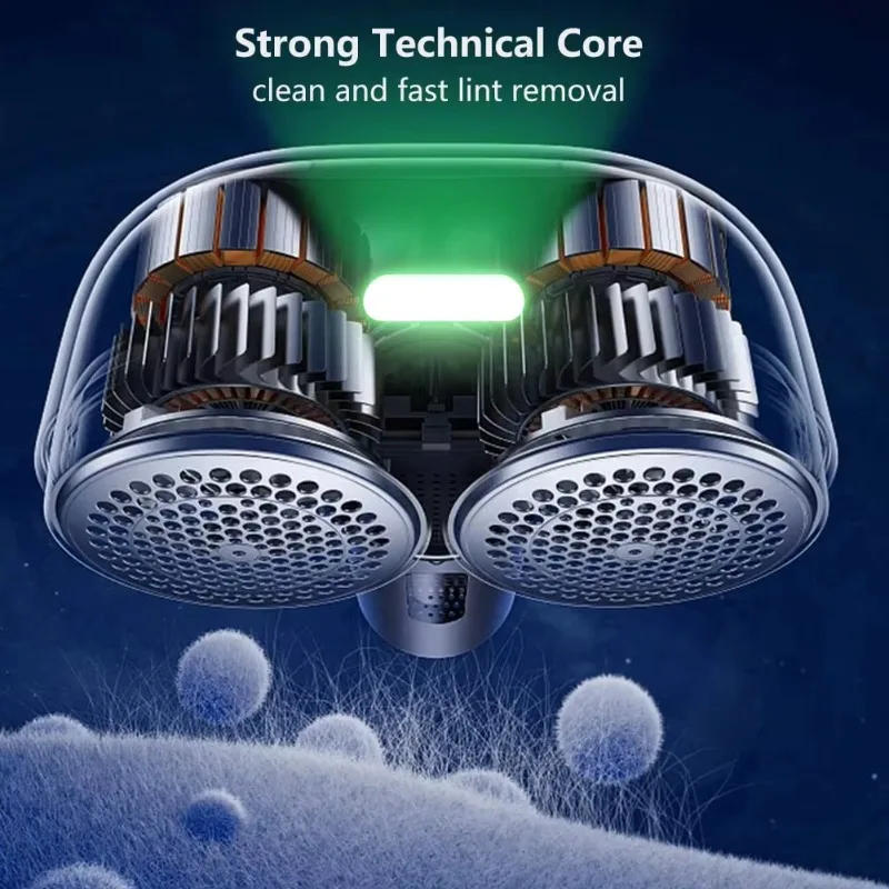 Double Head Rechargeable Fabric Shaver Electric Lint Remover with Led Digital Display and 6 Leaf Blades for Clothes Furniture