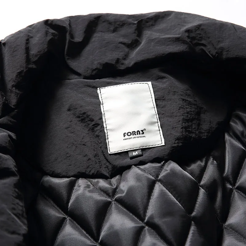 Japanese Retro Solid Color Stand Up Collar Loose Warm Casual Cotton Jacket Men's Winter New Irregular Pocket Cotton Coat