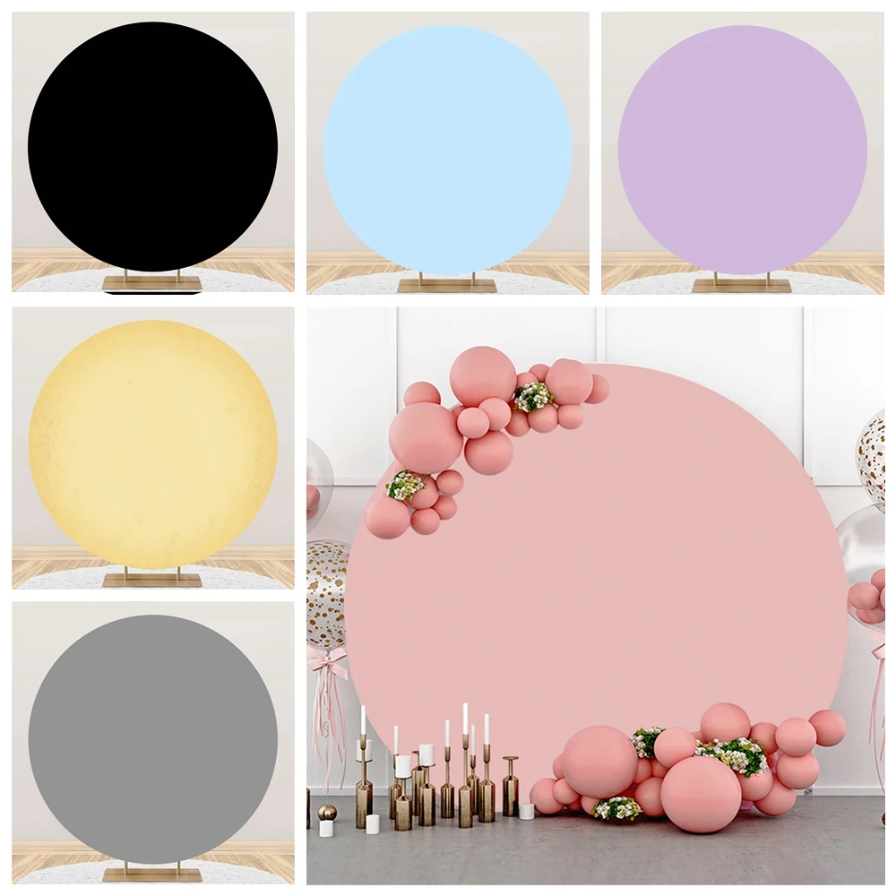 Pink White Round Backdrop Cover Solid Color Oh Baby Birthday Party Self Art Portrait Wedding Custom Photography Background Decor