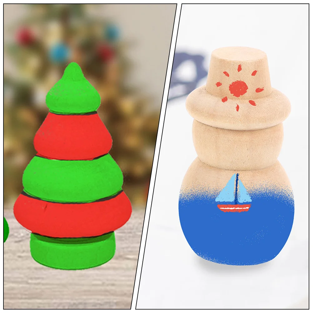 

20Pcs Wooden Snowman Xmas Tree DIY Crafts Christmas Ornament Safe Practical Gifts Wooden Snowman Xmas Tree for DIY