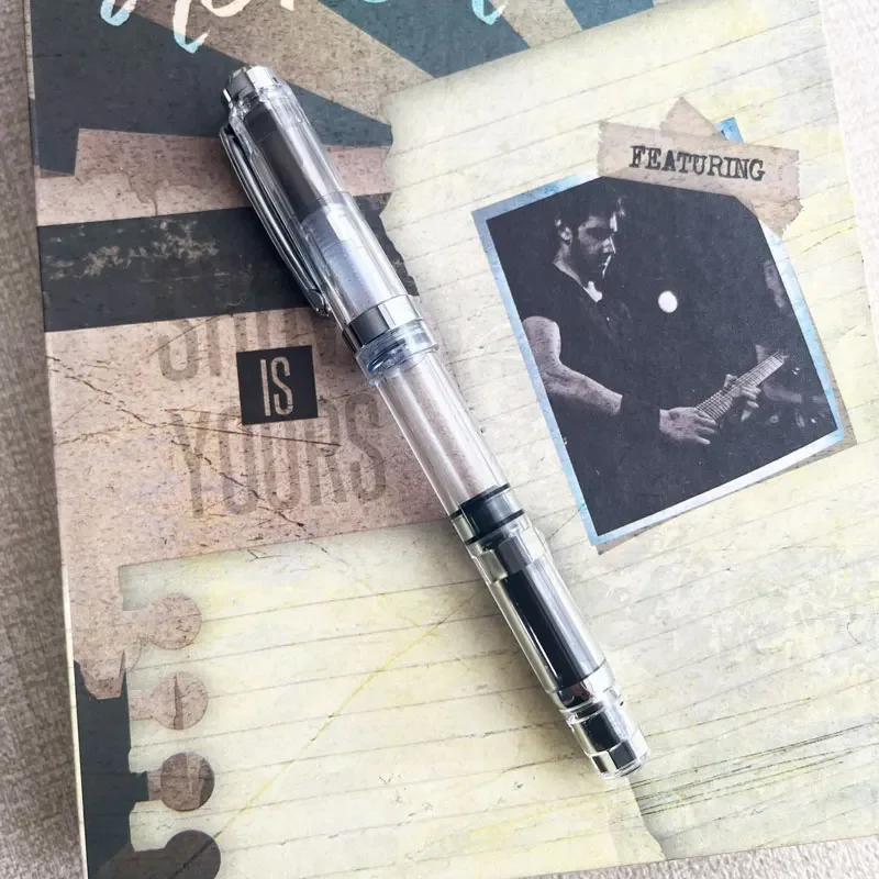New Wingsung 698 Transparent Vacuum Filling Resin Fountain Pen Fine EF F 0.38MM 0.5MM Authentic Writing Office With Clip