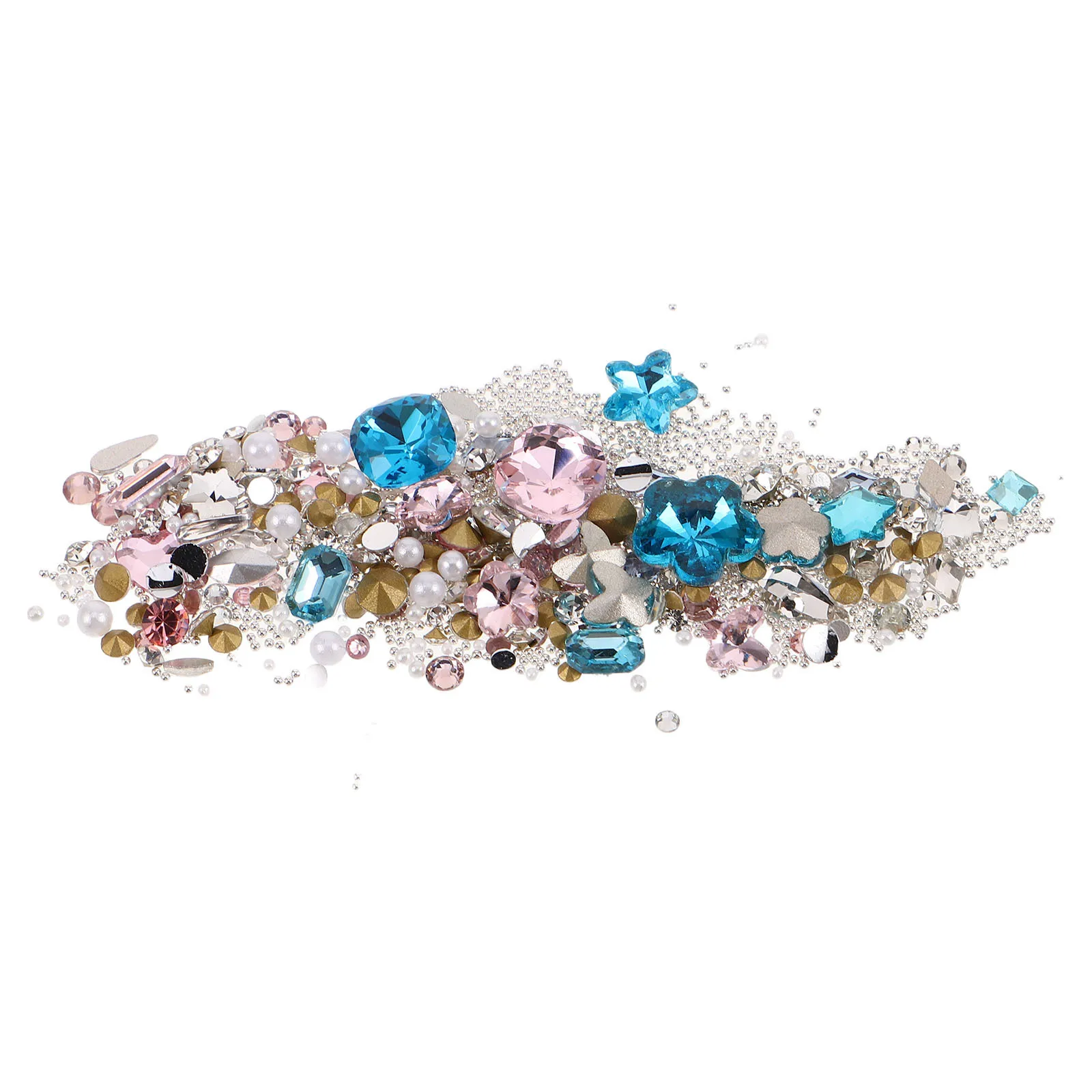 Ensemble de strass à paillettes pour ongles, 2 ensembles, bijoux 3D à dos plat, breloques, rose, bleu, papillon, cœur, décorations de manucure