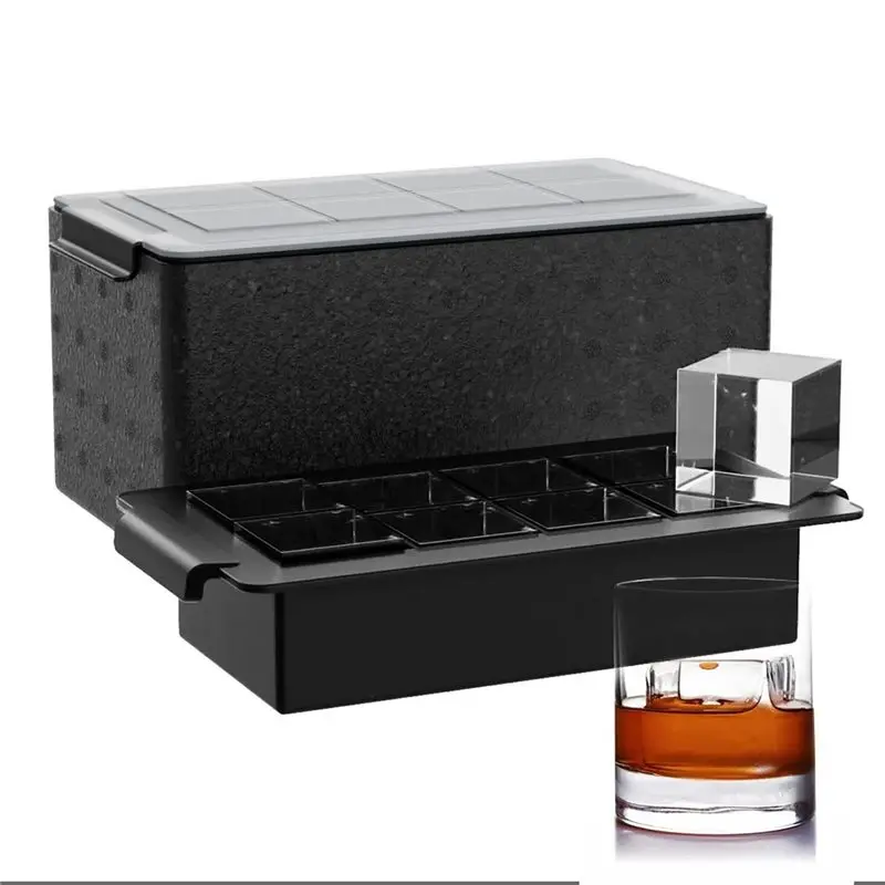 Old Fashioned For Whiskey Compatible Clear Ice Cube Tray-2 Inch Square Design For Bourbon For Whisky Maker