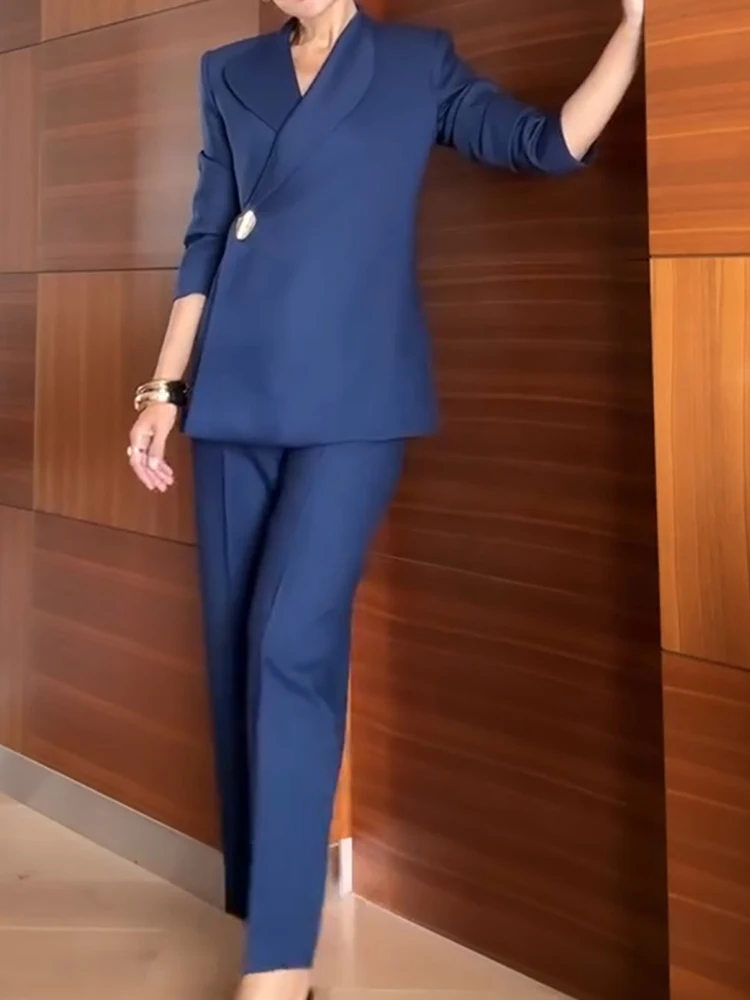 

Кардиган, пиджаки, прямые брюки, комплекты из 2 предметов, женские весенне-осенние однотонные лоскутные шикарные наряды, модные праздничные простые женские костюмы