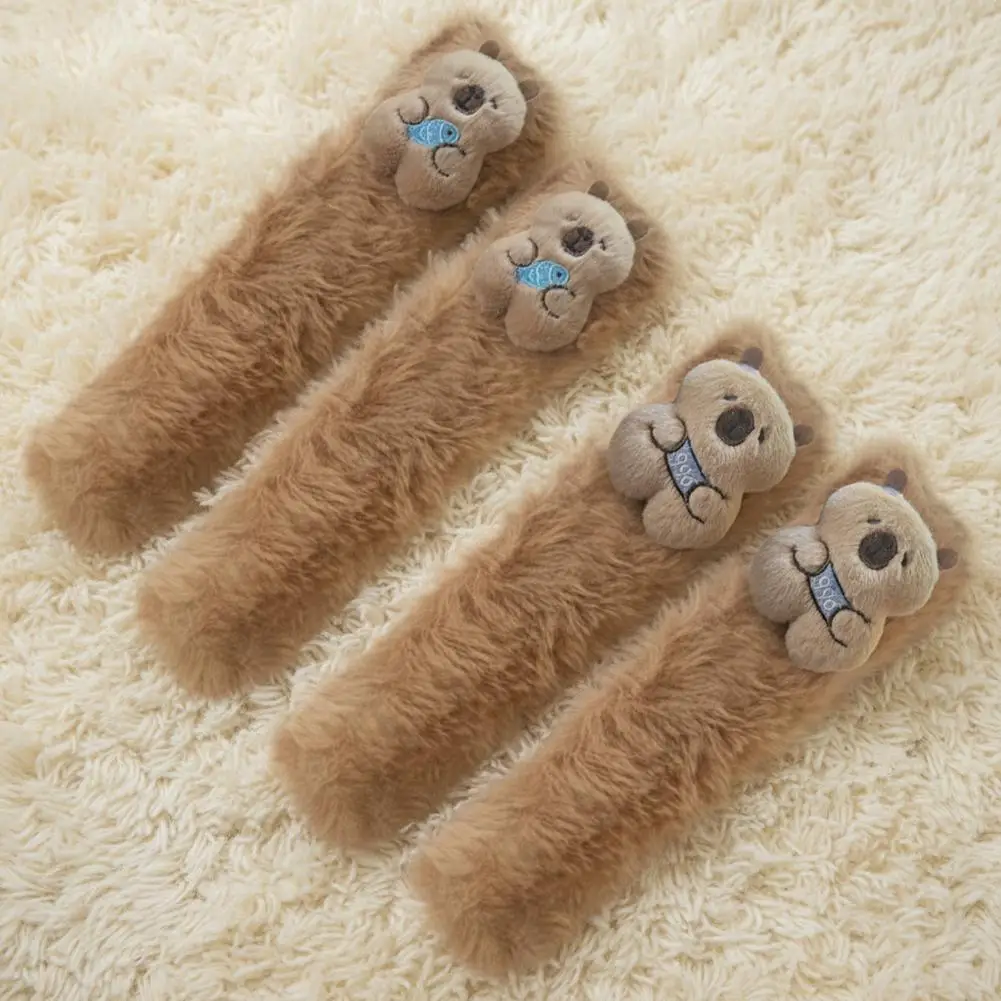 Calcetines de felpa cálidos calcetines de invierno acogedores calcetines de zapatilla de felpa de invierno para mujeres divertido diseño novedoso 3d cálido calcetín de suelo lindo y peludo