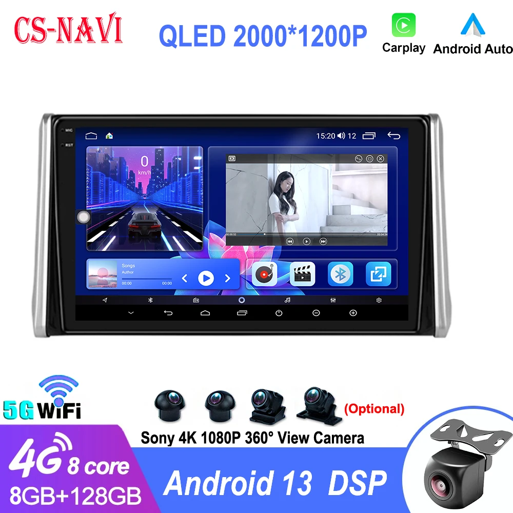 

Android 13 For Toyota RAV4 XA50 2018 -2020 Car Radio Stereo Multimedia Navigation GPS Wireless Carplay Android Auto Video Player