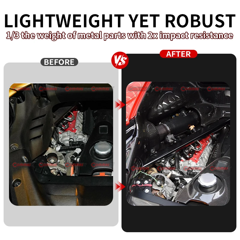 3Pcs Car Engine Compartment Engine Panel Protection Cover For Ferrari SF90 Coupe OEM Style Dry Carbon Fiber Interior Accessory