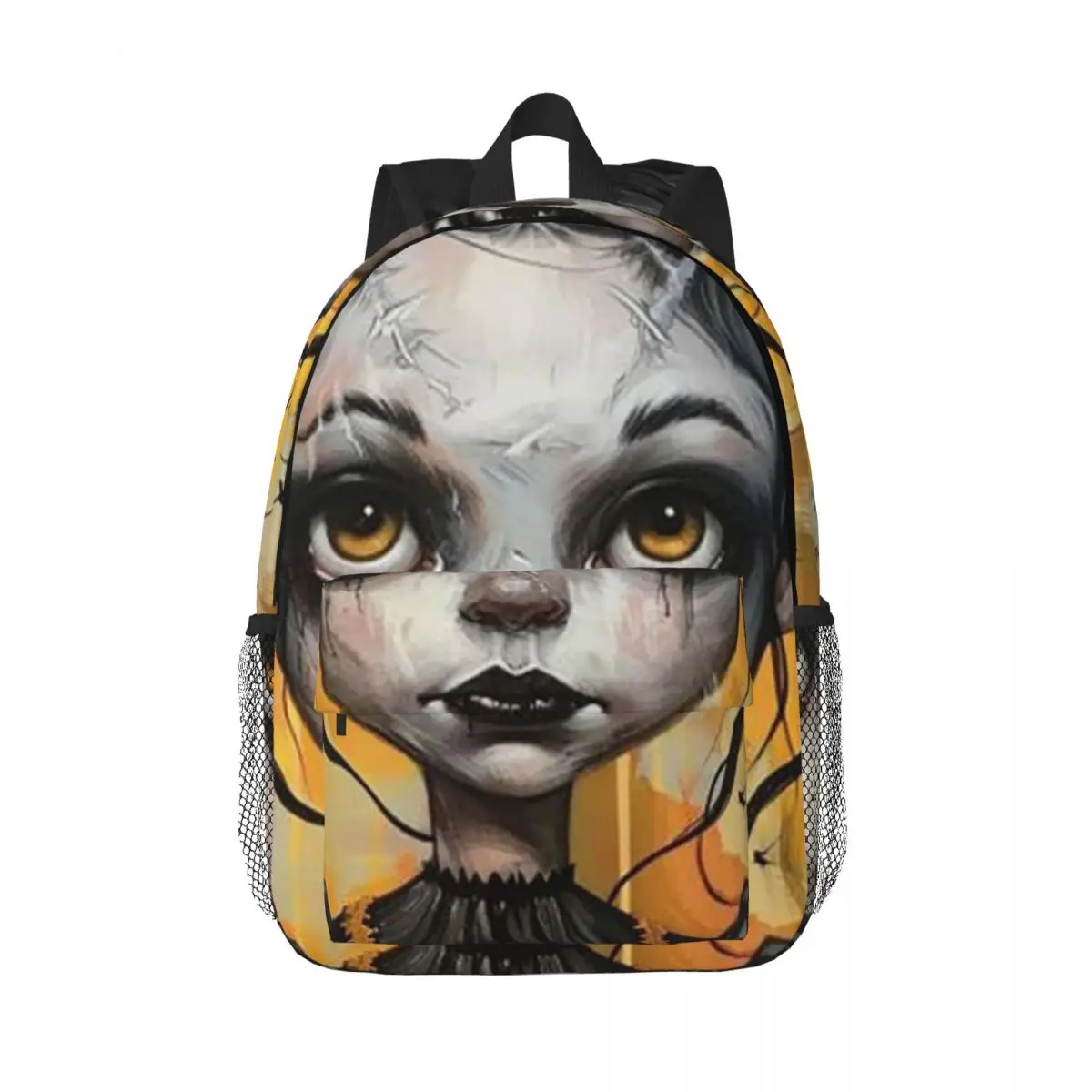 Dark Gothic Girl Halloween With Pumpkin Backpack Daypack Large Capacity Boys Girls BookBag Shoulder Bags for Children School Bag