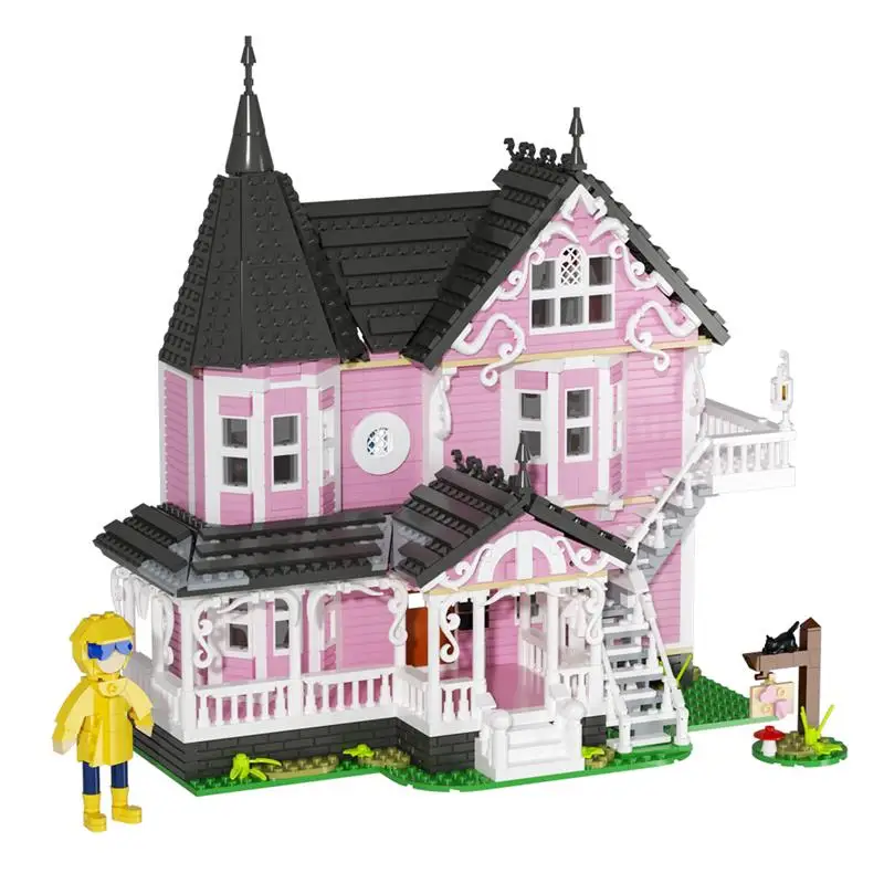1542PCS MOC Kreative Expert Koralinierte Rosa Palast Gebäude Block Stadt Street View Wohnung Architektur Ziegel Spielzeug Mädchen Geschenk