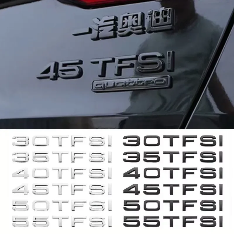 

Хромированный ABS 30TFSI 35TFSI 40TFSI 45TFSI 50TFSI 55 TFSI эмблема наклейка на задний багажник значок наклейка для Audi A3 A4 A5 A6 A7 A8 Q3 Q5 Q7