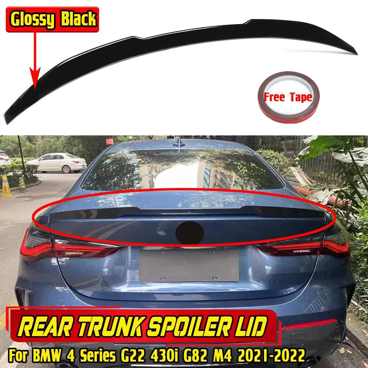 

G22 M4 Style Car Rear Trunk Lip Boot Wing Lip For BMW 4 Series G22 430i G82 M4 2021-2022 Car Rear Roof Lip Spoiler Body Kit