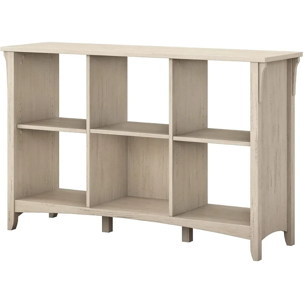 Salinas 6 Cube Shelf and Bookcase Display Cabinet with Six Shelves in Antique White Modern