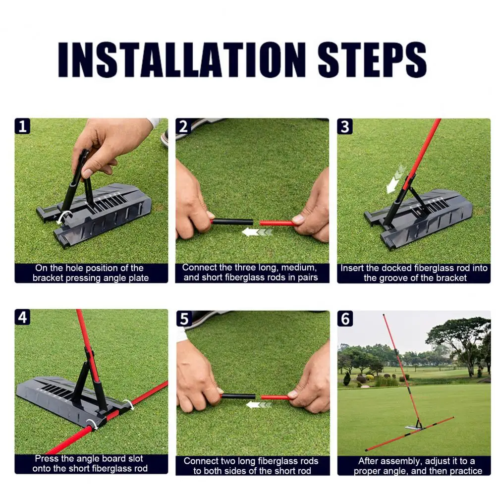 Golf Swing Plane Trainer Adjustable Swing Angle Tool Golf Alignment Stick Holder Adjustable Angle Mount Easy Install for Golfers