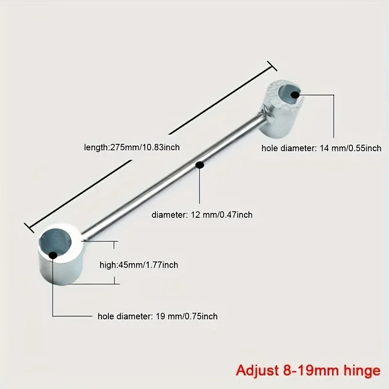A metal hinge clearance adjustment tool - a mechanical wrench for door alignment and repair, non-electric precision hardware too