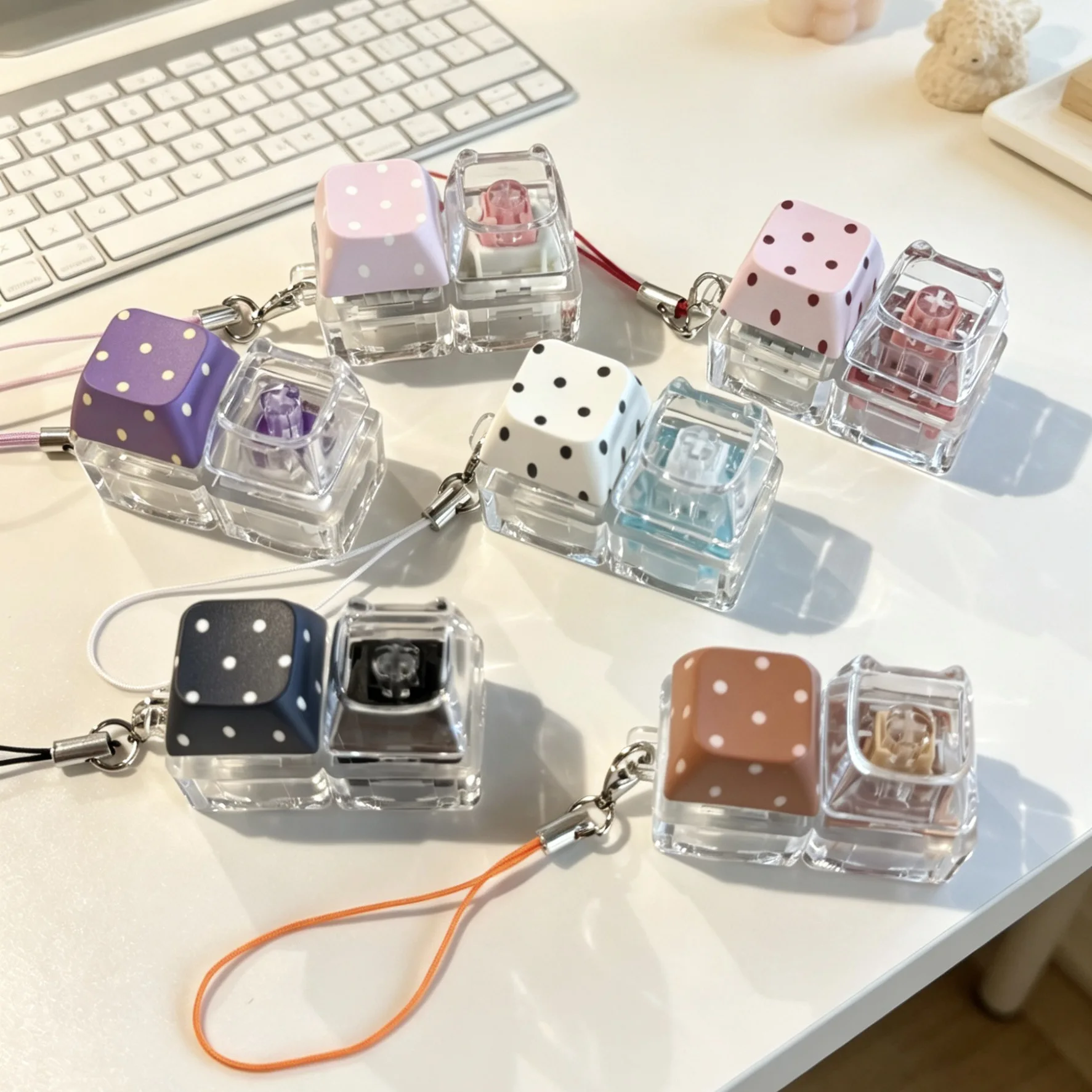 Colorful Star Polka Dot Button Tetris Decompression Keychain Fingertip Decompression Toy Key Fashionable Funny Versatile Simple