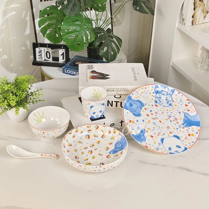 

Керамические чашки из костяного фарфора, блюдца, миски, ложки, тарелки, чайники, посуда, идеально подходит для ежедневного питья, домашней еды, послеобеденного чая и