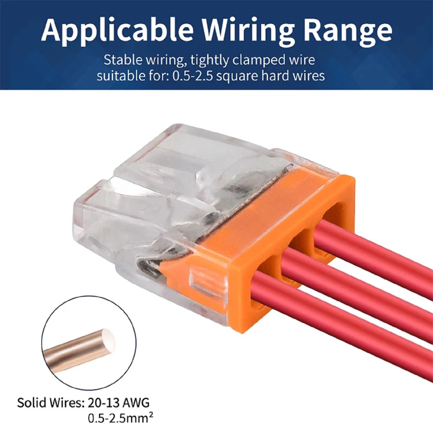 50PCS 2/3/4/5 Pin Fast Easy wire splicing Connector Terminal Block Compact Push-in Conductor Wiring Connector AWG 20-14 view 3